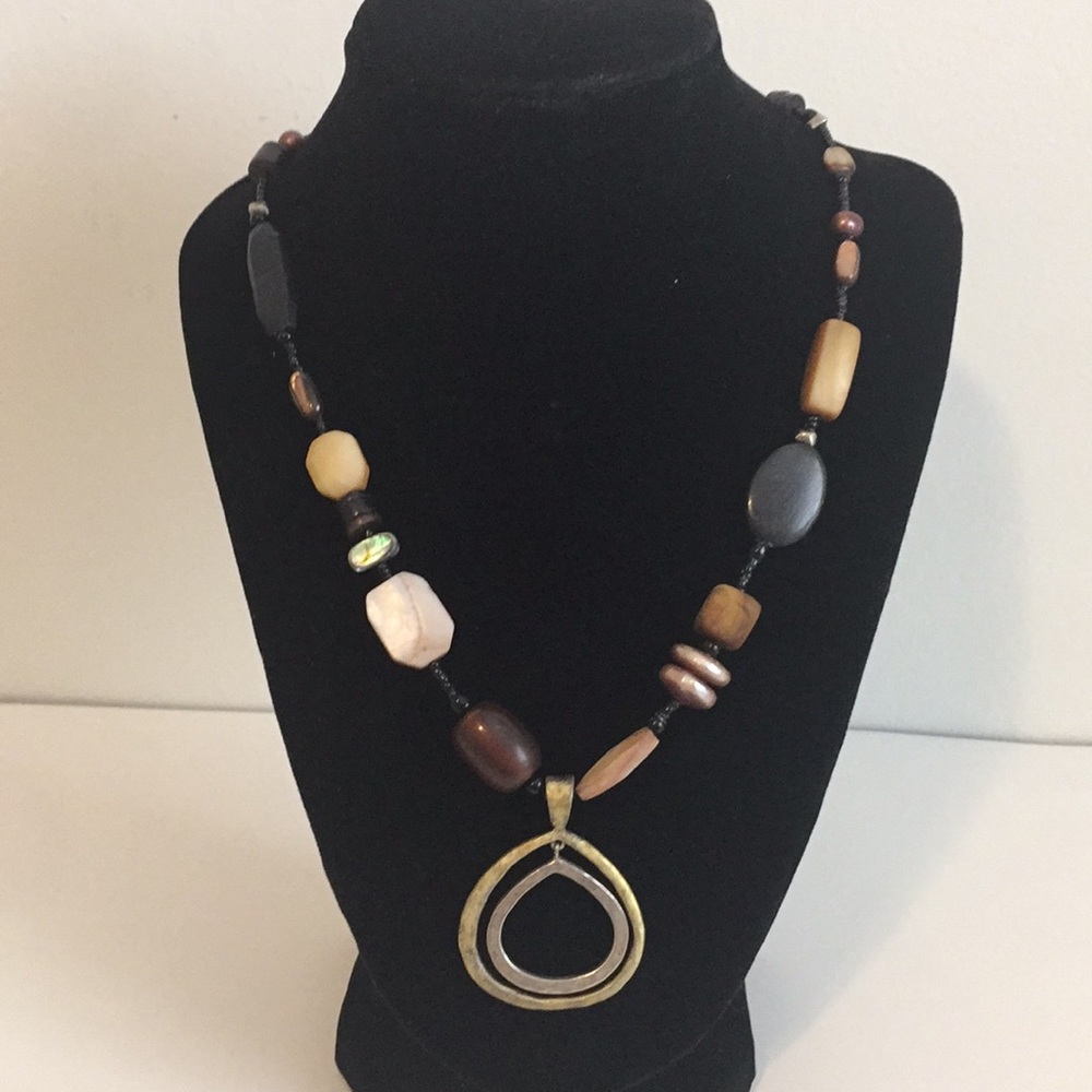 Silpada Silver & Brass Double Teardrop Necklace